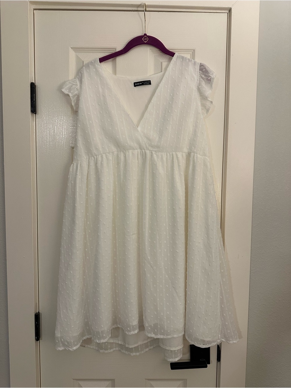SHEIN White Swiss Dot Mini Dress Women’s L